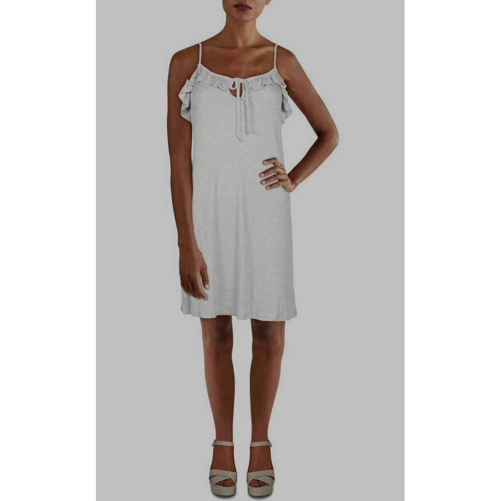 Anthropologie Maronie Grey Ruffle A-Line Dress Sleeveless MD902271 Womens Small